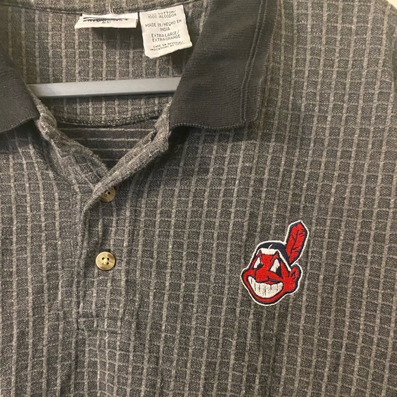 Vintage VTG 1990s Pro Edge Gray Cleveland Indians Chief Wahoo Polo Size XL - Picture 2 of 3